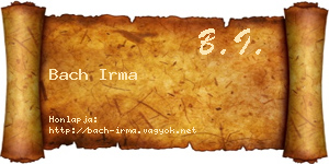Bach Irma névjegykártya